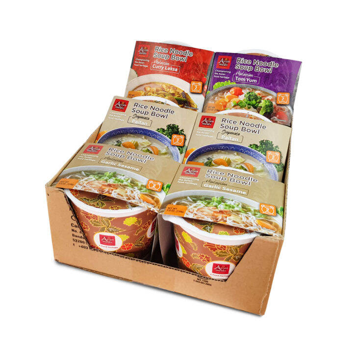 [6 bowls] Asianmeals Rice Noodle Soup Bowl Value Packs, 2x Garlic ...