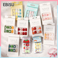 EBiSU Store 24pcs/set เล็บปลอม ฟรีตะไบเล็บ มีลายให้เลือกหลากหลาย false nails, nail files