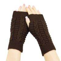 LALANG 1 Pair Women Fashion Knitted Arm Fingerless Winter Gloves Soft Warm Mitten(Color:Green,Gray,Khaki)