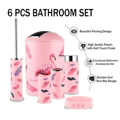 【jw】✖  Plástico Banheiro Acessório Set Luxo Loção Garrafas Toothbrush Holder Dente Caneca Design moderno 6 PCs