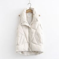 Plus size Winter Down Puffer Vest Women Casual All-match Sleeveless jacket Winter Long Bodywarm waistcoat Winter Sleeveless