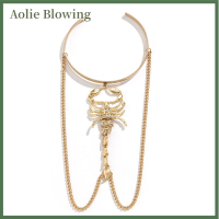 Aolie กำไลข้อมือพลอยเทียมสไตล์ฮิปฮอปพังค์สำหรับผู้หญิงผู้ชายเครื่องประดับกำไลข้อมือแมงป่องแบบกอธิค