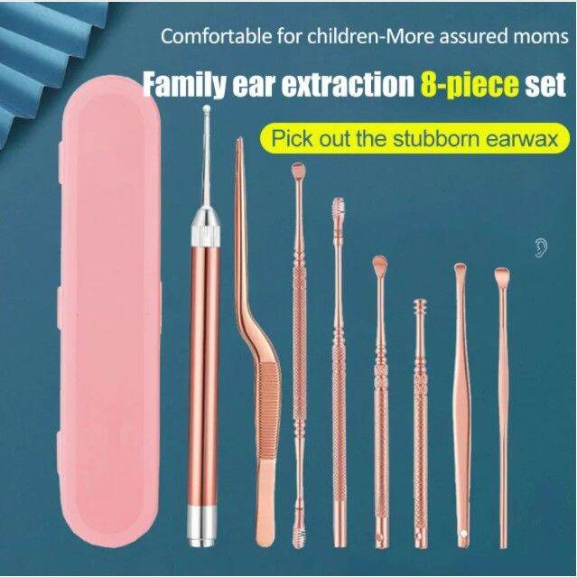 ECOOL Family ear extraction 8piece set Luminous ear spoon Ear Tool Earwax Curette Clean Lazada