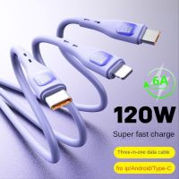 [HOT RUXMMMLHJ 566] 6A 120W 3In ประเภทสายสำหรับ Iphone 1ที่ชาร์จไฟรวดเร็ว Usb C/8 Pin/ไมโคร Usb สายข้อมูล Huawei ซิลิโคนเหลวสายเคเบิลสำหรับ Xiaomi Sansung