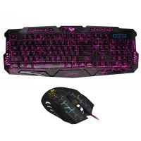 J10 Three-Color Backlit Wired Game Mouse Keyboard Set Luminous Keyboard P9YA