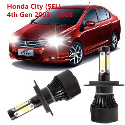 ชุดแปลงหลอดไฟหน้า LED 6000K 4 ด้าน สําหรับ Honda City (SEL) 4th Gen 2003-2008 2 ชิ้น 2PCS