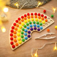 1Pc Wooden Montessori Toys Rainbow Board Digital Tracking Board Color Sorting Educational Puzzle Game Children Motor Skills Gift