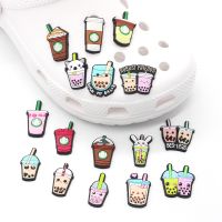 New 1pcs jibz coffee beverages shoes charms DIY cute Bubble tea Accessories shoe buckle fit croc Decorations girls kids gifts