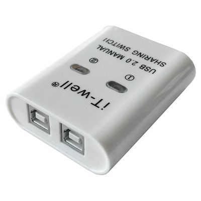 IT-Well USB Printer Sharing Device, 2 in 1 Out Printer Sharing Device, 2-Port Manual Kvm Switching Splitter Hub Converter