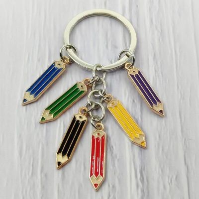 New fashion enamel multi-color pencil key chain Thank you for your gift on TeachersDay Key Chains