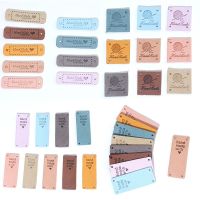 【LZ】○✘☾  Etiquetas de couro de cores misturadas para roupas artesanais costurar etiquetas etiquetas feitas à mão para chapéus acessórios de vestuário de malha