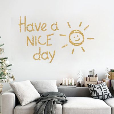 【CW】 Have a nice day sun Wall Sticker living room bedroom Decoration Decals English alphabet Stickers wallpaper