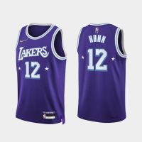 NBA Los Angeles embroidered purple jersey No. 12 city tram Retro Platinum version of the basketball uniform for mens 75th anniversary of the new season