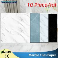 【LZ】 10pcs Wall Sticker Self Adhesive waterproof PVC Tiles Floor Stickers Marble Bathroom living room Bedroom Ground Thick Wallpapers