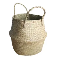 Seagrass Storage Basket Folding Flower Pot Planter plant pot Straw Wicker Basket Rattan Laundry Basket Garden decorative NEW