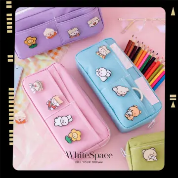 MALAYSIA READY STOCK INS badge canvas pencil case pencil case super large  capacity cute girl Korean pencil case