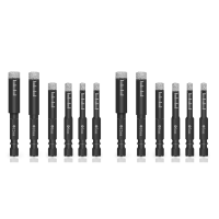 12Pc Black Dry Diamond Drill Bits Set for Granite Ceramic Marble Tile Stone Glass Hard Materials 5/6/8/10/12mm