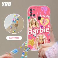 YBD เคสโทรศัพท์ตุ๊กตาบาร์บี้สีชมพูสำหรับ Samsung A21S A217F ปลอกสร้อยข้อมือแฟชั่นสาวน่ารักเคสโทรศัพท์บุคลิกภาพที่สร้างสรรค์