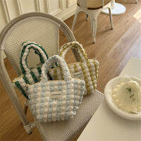 French New Versatile Casual Bag Cloud Puff Handbag Simple Stripe Cream New Versatile Simple Stripe Casual Bag