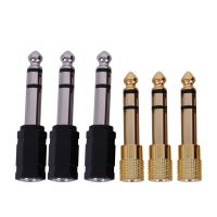 6 Pieces Headphone Adapter 6.35 mm(1/4 inch) Male to 3.5 mm(1/8 inch) Female Stereo Audio Earphone Jack Adapter, Black/Gold Plated