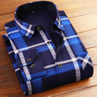 ร้อน, ร้อน★Long warm autumn and winter mens long sleeve shirt plus thick velvet plaid shirt jacket large size printing casual dress Dad