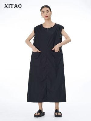 XITAO Sleeveless Dress Solid Color Fashion Temperament O-neck Women Summer  Dress