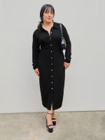 Cider V-neck Solid Button Maxi Dress Curve &amp; Plus