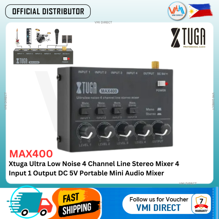 XTUGA MAX400 Ultra Low Noise 4 Channel Line Stereo Mixer 4 Input 1