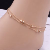 Metal Beads Anklets Bracelet Luxury Gold Color/Silver Color Foot Chain Jewelry For Women Girl Gifts Wholesale