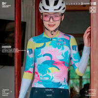 Jakroo เสื้อปั่นจักรยานแขนยาวผู้หญิงสีสันสดใสสวมใส่ Tight Pro Outdoor Cycling Top