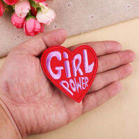 2PCS สาว Power หัวใจสีแดงป้าย Patch เหล็กบนปักสำหรับเสื้อผ้าเด็ก DIY อุปกรณ์เสริมปัก Enligh ตัวอักษร appliques-x7d