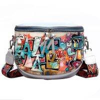 Cartoon Street Style Graffiti Pu Leather Messenger Bag Travel Lady Shoulder Bag Messenger Bag Handbag