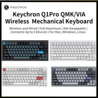 Keychron ดั้งเดิม Q1 Pro คีย์บอร์ดแบบกลไกไร้สายแบบถอดเปลี่ยนได้ตัวค้ำแป้นพิมพ์แบบพับได้ Qmk/via สำหรับ Mac, Windows, Linux