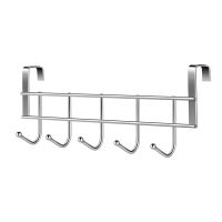 Over the Door 5 Hooks Home Bathroom Organizer Rack Clothes Coat Hat Towel Hanger Stainless Steel Good Load-Bearing