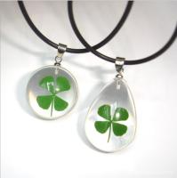 1PC Real Four Leaf Clover Necklace-Real 4 Leaf Clover Encased In Resin-Pressed Flower Jewelry-สร้อยคอเรซิ่น