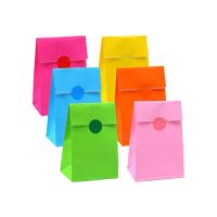 10 pcs paper bags + stickers Colored kraft paper bag Food Safe Party Favors Best Gift Bags Candy Biscuit Gift Wrapping Baked Bag Gift Wrapping  Bags