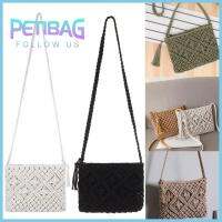 PETIBAG เรโทร กระเป๋าแมสเซนเจอร์ ฤดูร้อนฤดูร้อนฤดูร้อน โบฮีเมียน กระเป๋าถือสะพายข้าง กระเป๋าโครเชต์โครเชต์ ถุงผ้าทอ กระเป๋าชายหาดฟาง