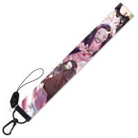 Exquisite Kamado Nezuko Ribbon Hand Rope Anime Keychain Demon Slayer Kimetsu no Yaiba Keyring Bag Charm USB Mobile Phone Holder