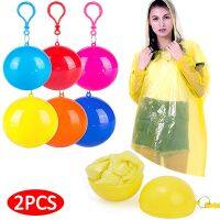 Portable Raincoat Ball Disposable Rain Cover for Adults Waterproof Colorful Keyring Ball with Hook Outdoor Emergency Raincoats