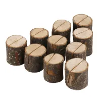 2Pcs Wood Pile Name Place Card Photo Menu Holder Table Natural Tree Stump Shape Number Clip Stand Xmas Party Wedding Decoration Clips Pins Tacks