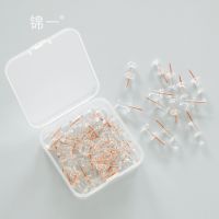 TUTU 50pcs/box Transparent Rose Gold Push Pins Thumb Thumbtack Board Pins Drawing Photo Wall Studs Office School Supplies H0330 Clips Pins Tacks