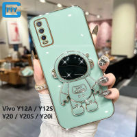 เคสโทรศัพท์ชุบนักบินอวกาศสุดหรูสำหรับ Vivo Y12A Y12S Y20 Y20i Y20S Y30 Y50 ปลอก