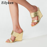 Hot Eilyken Golden Wedge ผู้หญิงรองเท้าแตะฤดูร้อนใหม่แฟชั่นรองเท้าแตะเปิดนิ้วเท้าสุภาพสตรีหนารองเท้าส้นสูงรองเท้า Zapatos De Mujer