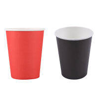 40Pcs Paper Cups (9Oz) - Plain Solid Colours Birthday Party Tableware Catering - 20Pcs Black &amp; 20Pcs Red