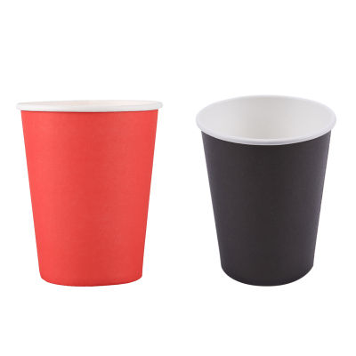 40Pcs Paper Cups (9Oz) - Plain Solid Colours Birthday Party Tableware Catering - 20Pcs Black &amp; 20Pcs Red