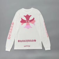 Chrome Heart High Quality 2023 Spring Letter Print Pink Gradient Frame Mens and Womens Long-sleeved T-Shirts