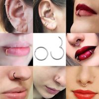 Stainless Steel Titanium Hinged Segment Lip Nose Ring Ear Cartilage Tragus Helix Lip Piercing for Men Women Punk Hiphop Jewelry Electrical Connectors