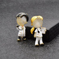 Creative Opal Brooches Enamel Doctor Nurse Brooches for Women Metal Lapel Pins Christmas Gift For Medical Personnel Badges