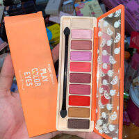 ทาตาsugar queen 10สี ตลับส้ม สีสวย เม็ดสีแน่นมาพร้อมกระจกและแปรง