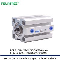 Air Cylinder SDA Series Pneumatic Compact Airtac Type 16 20 25 32 40 50 63 80mm Bore 5/10/15/20/25/30/35/40/45/50mm Stroke